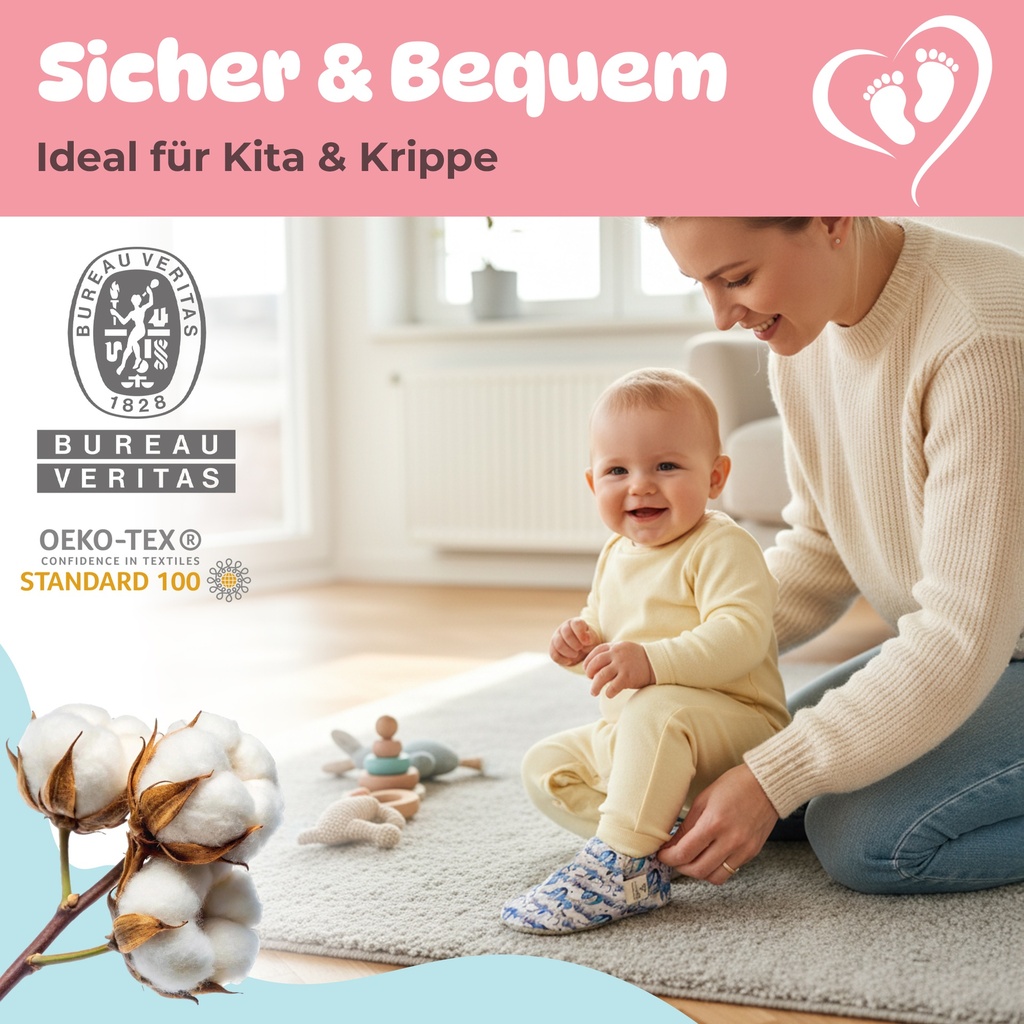 Kokopatik Organische Baumwolle Baby Hausschuhe rutschfest Neugeborene Mondruf