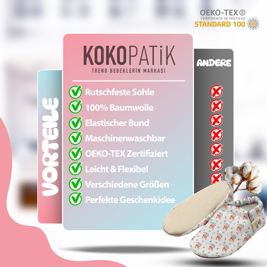 Kokopatik Organische Baumwolle Baby Hausschuhe rutschfest Neugeborene Schiff