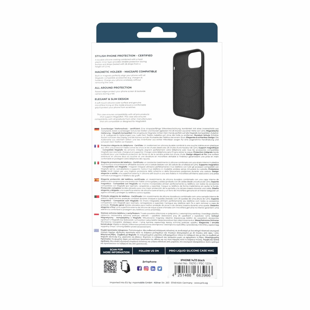 prio Liquid Silicone Case MAG for iPhone 14/13 - Black