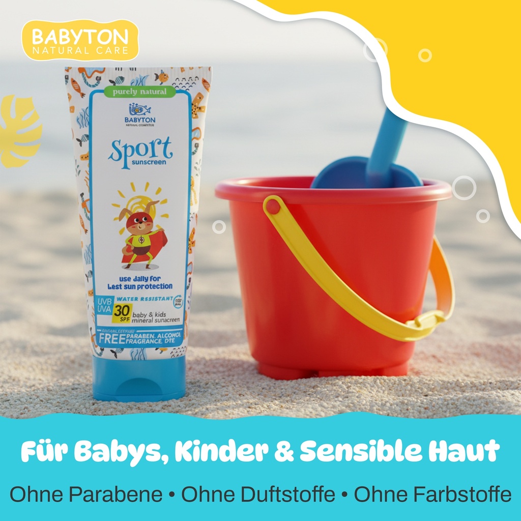 Babyton Mineral Sonnencreme SPF 30 für Babys & Kinder, Wasserfest, Sanft