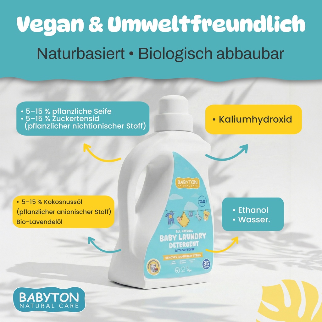 Babyton Baby-Waschmittel 1000ml | sanft, flüssig, 35 Waschgänge, sicher für Babys
