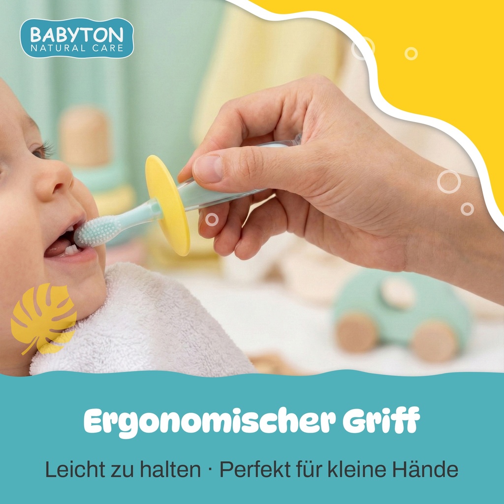 Babyton Silikon Zahnbürste für Babys 6-24 Monate, BPA-frei & weich