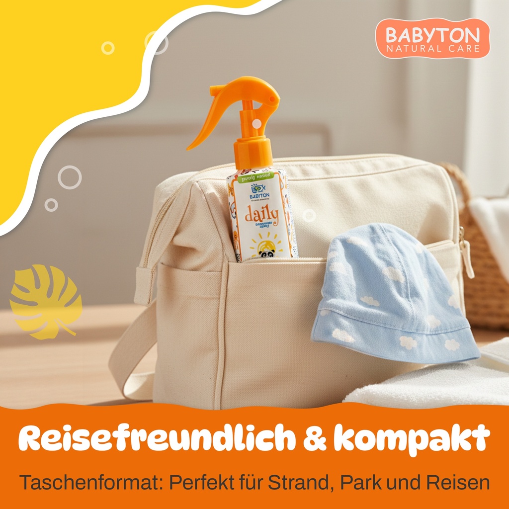Babyton Kinder Sonnenspray SPF 30 | Wasserfest, Natürlich & Sanft für Babys