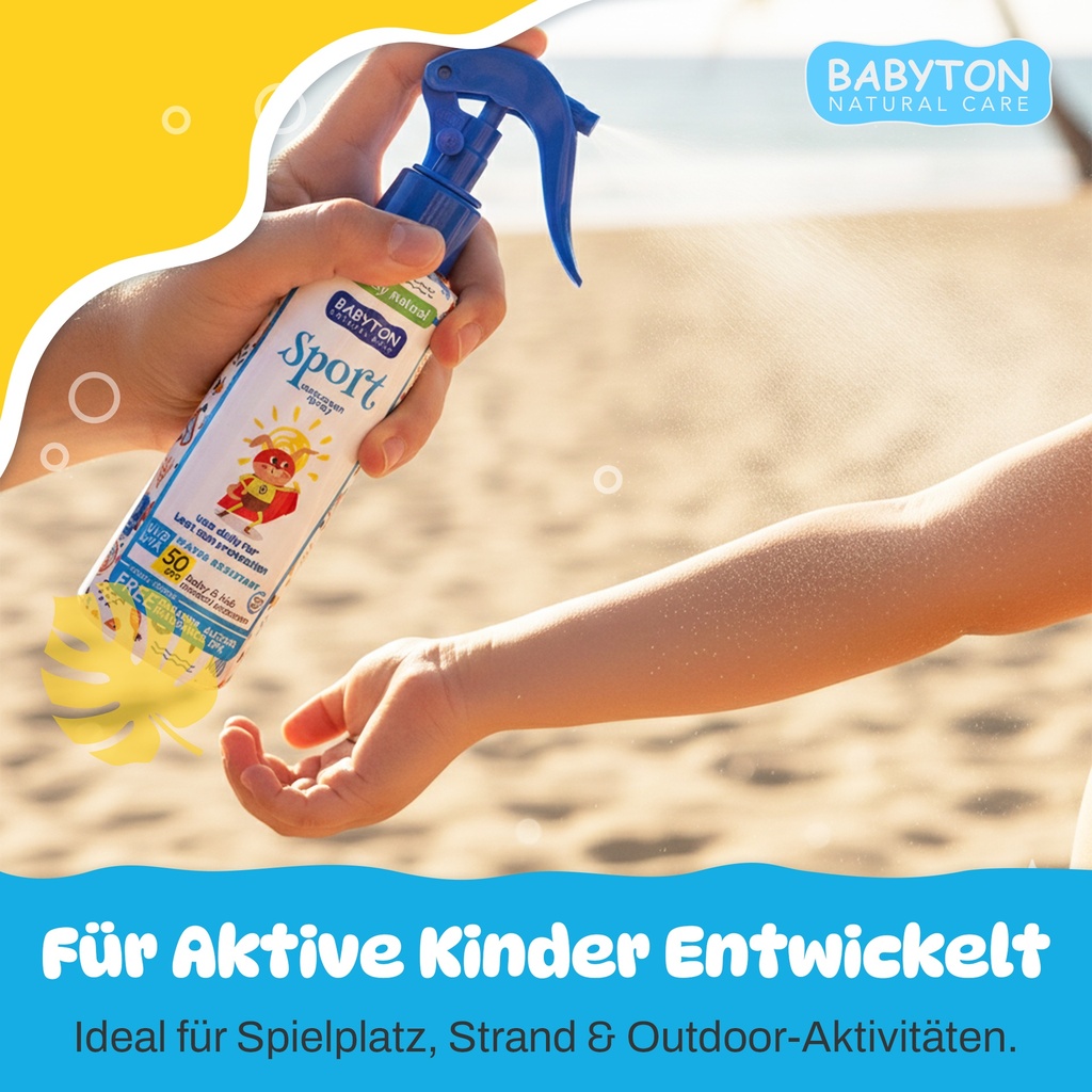 Babyton Kids Sonnenschutz SPF 50 Spray | Mineralisch, Wasserfest, Empfindliche Haut