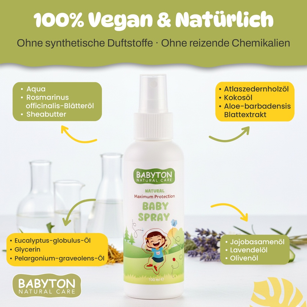 Babyton Organic Baby Spray 100ml | Natur, Vegan, Sensible Haut, Parabenfrei