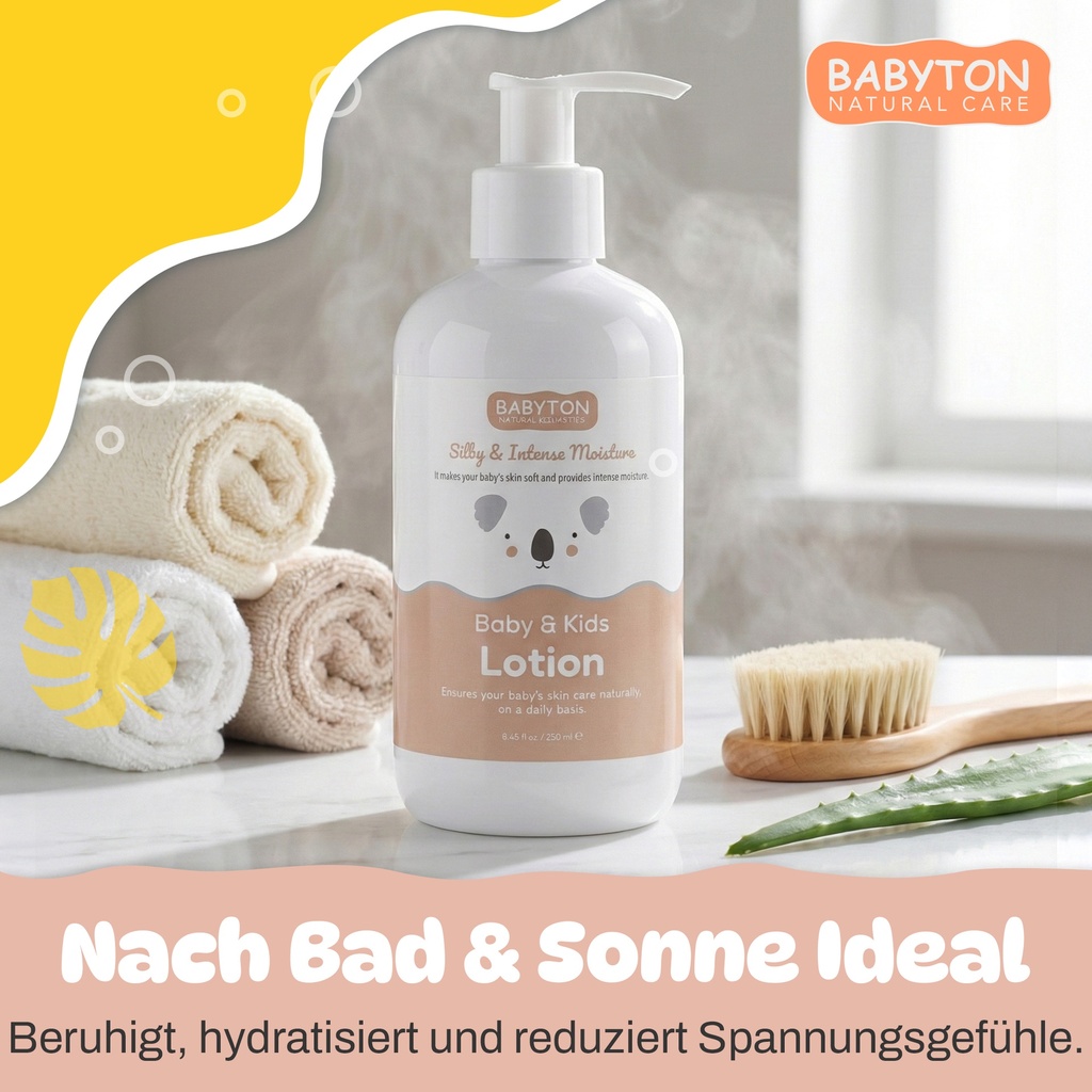 Babyton Baby & Kids Lotion 250ml | Vegan, Hypoallergen, Mit Aloe Vera & Sheabutter