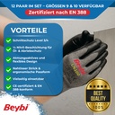 Beybi | 12 Paar Arbeitshandschuhe, Nitrile 1/2 Coated, robust