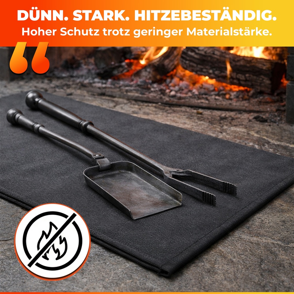 FireMat Black Edition Feuerfeste Unterlage 60x70cm| Hitzeschutzmatte