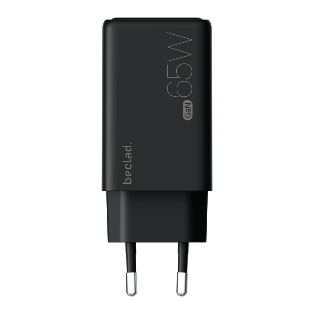 beclad. 65W Type C 2 Port Travel Adapter (C+C) BLACK BE-PT765CBG-GR