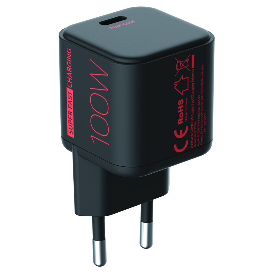 beclad. Mini 100W 1 Port Travel Adapter BLACK BT-PT110MBG-GR
