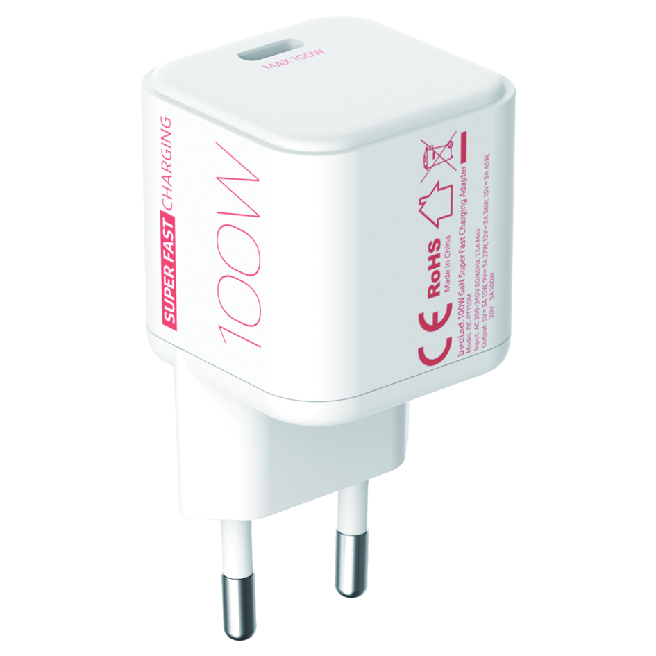beclad. Mini 100W 1 Port Travel Adapter WHITE BT-PT110MWG-GR