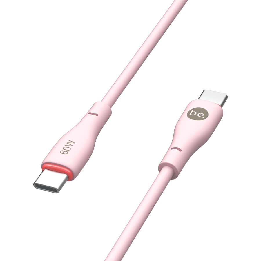 beclad. 60W C to C Silicone Charging Cable Pink BE-PC260PG-GR