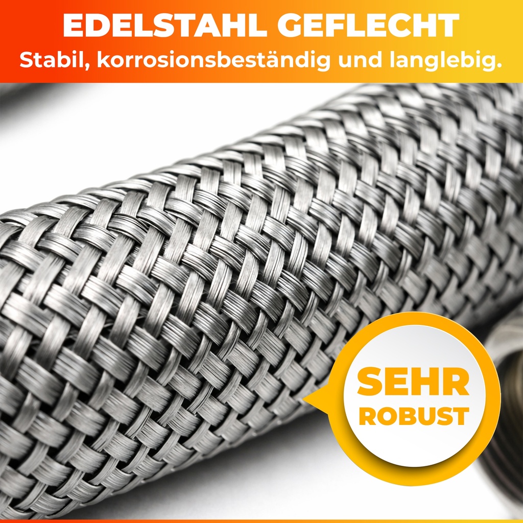 Flexibler 1.5 meter Anschlussschlauch aus Edelstahl für Wasseranschluss