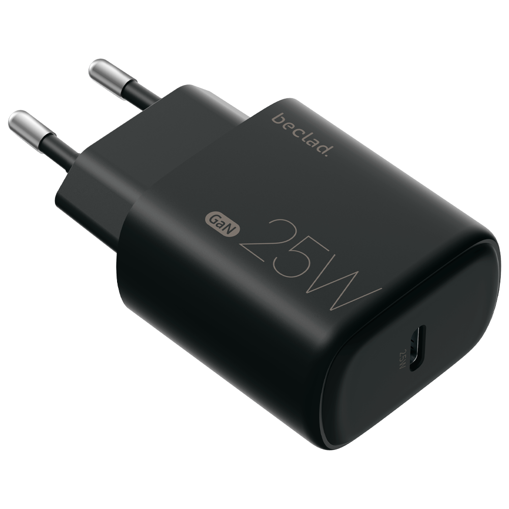 beclad. 25W Type C 1 port Travel Adapter BLACK BE-PT625BG-GR
