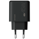 beclad. 45W Type C 1 port  Travel Adapter BLACK BE-PT645BG-GR