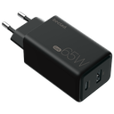 beclad. 65W 2 Port  Travel Adapter (C+A) BLACK BE-PT765BG-GR