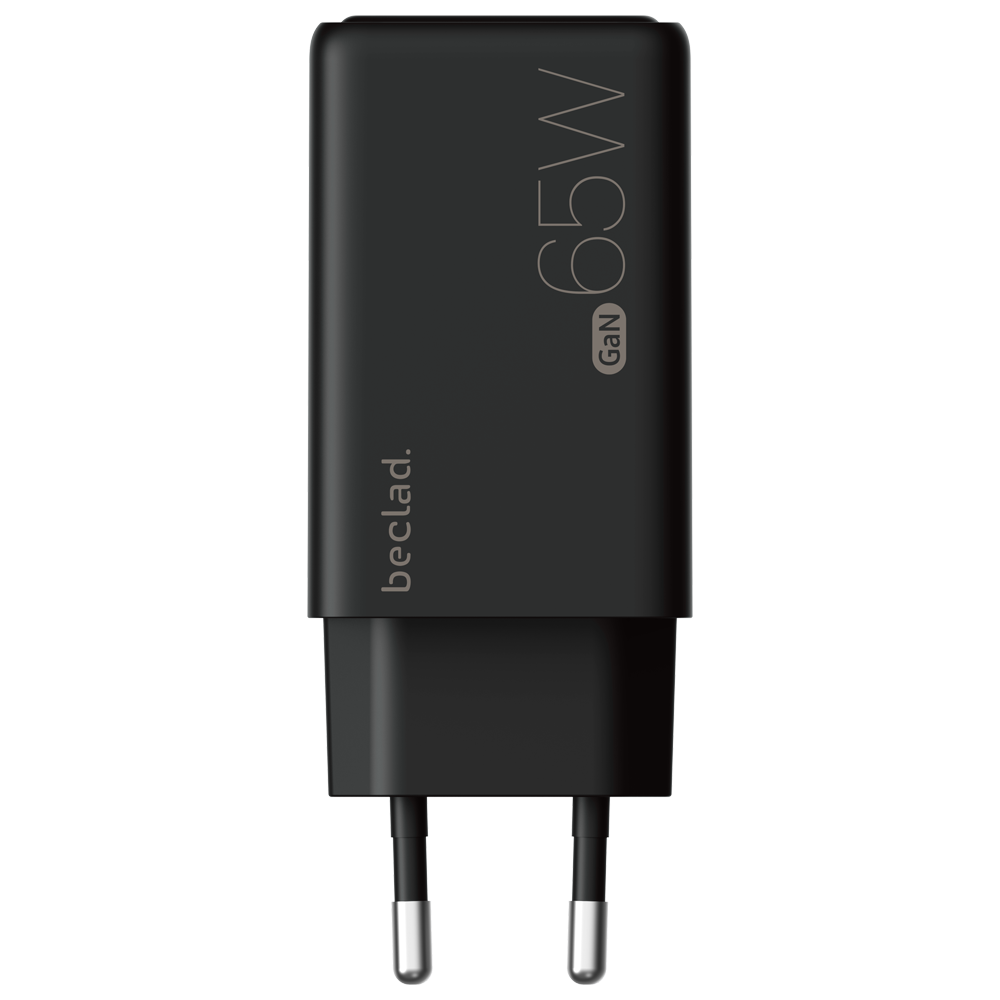 beclad. 65W 2 Port  Travel Adapter (C+A) BLACK BE-PT765BG-GR