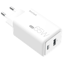 beclad. 65W 2 Port  Travel Adapter (C+A) WHITE BE-PT765WG-GR
