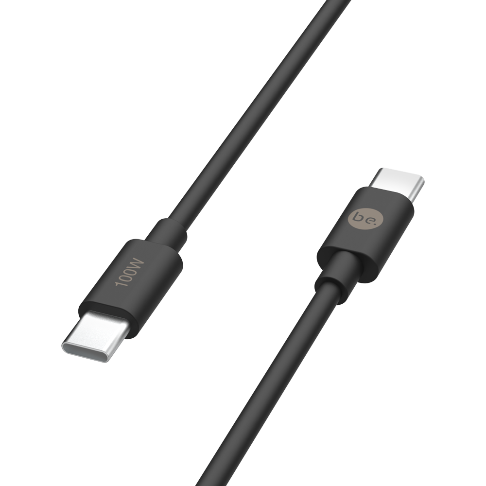 beclad. 100W C to C TPE Charging Cable (1.2m) Black BE-PC110BG-GR
