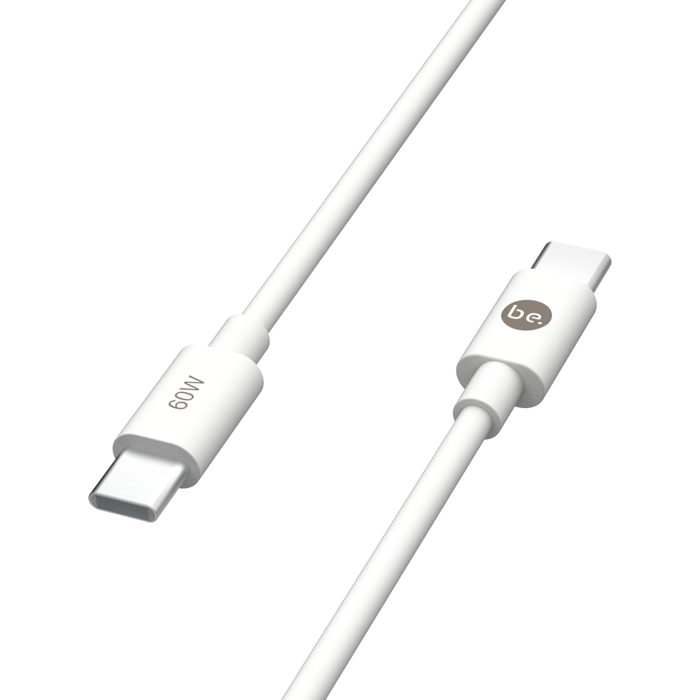beclad. 60W C to C TPE Charging Cable (1.2m) / White BE-PC160WG-GR