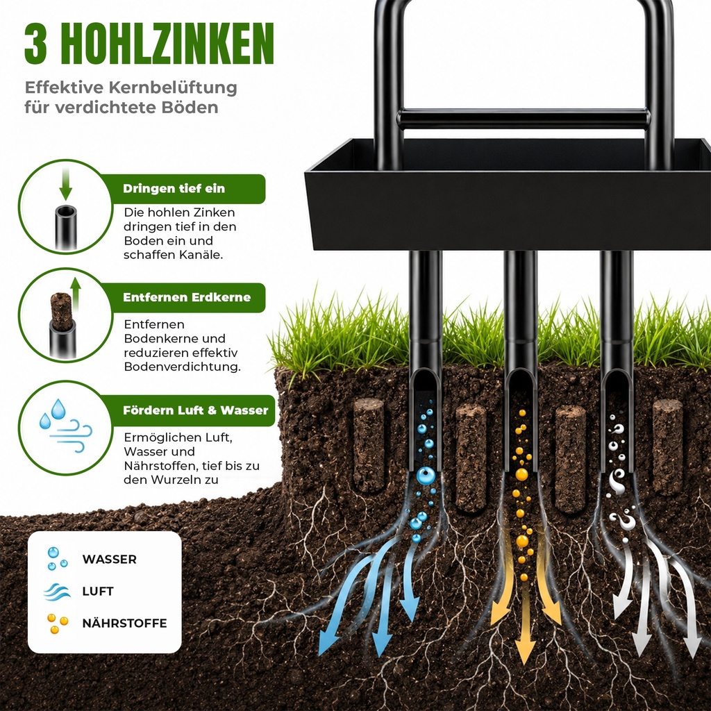 Kedoxi Manuell Rasenlüfter 3 Zinken, 38In Aerifizierer für Garten&Hof