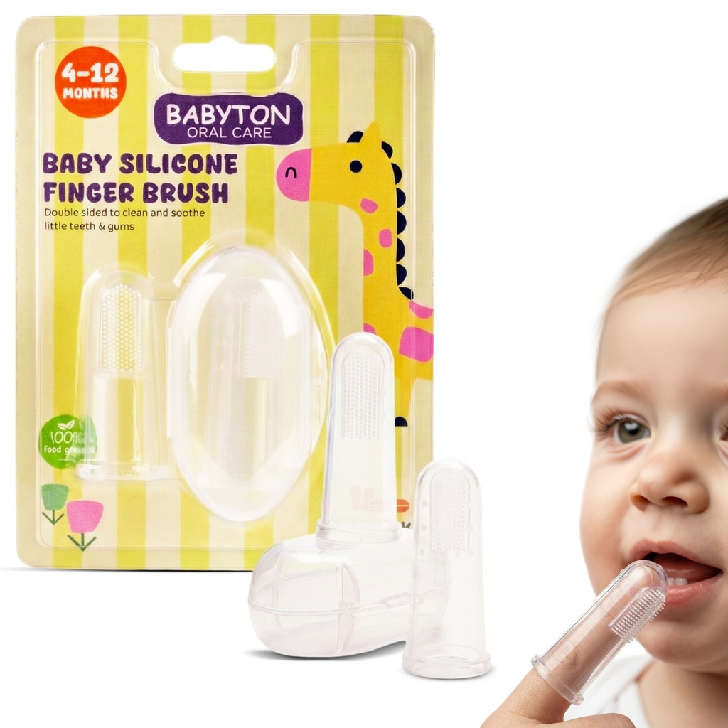 Babyton Silikon Fingerzahnbürste für Babys, Doppelseitig, BPA-frei, Weich