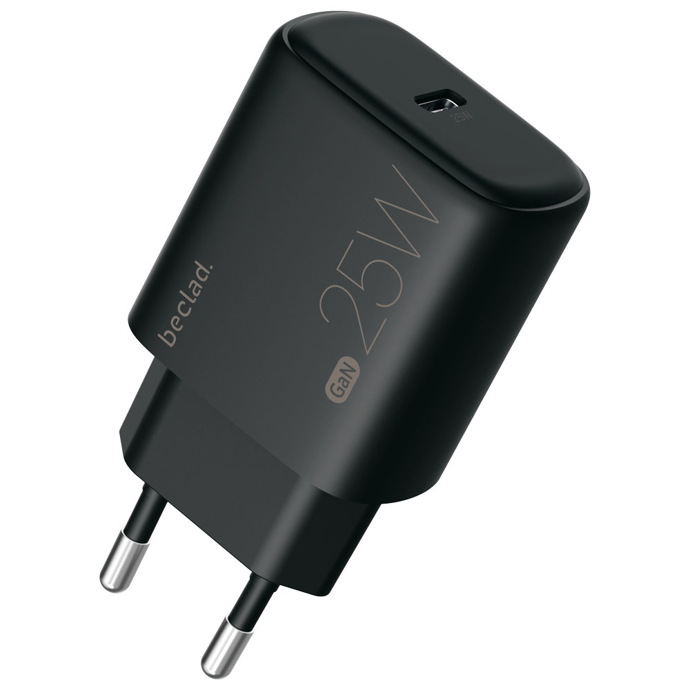 beclad. 25W Type C 1 port Travel Adapter BLACK BE-PT625BG-GR