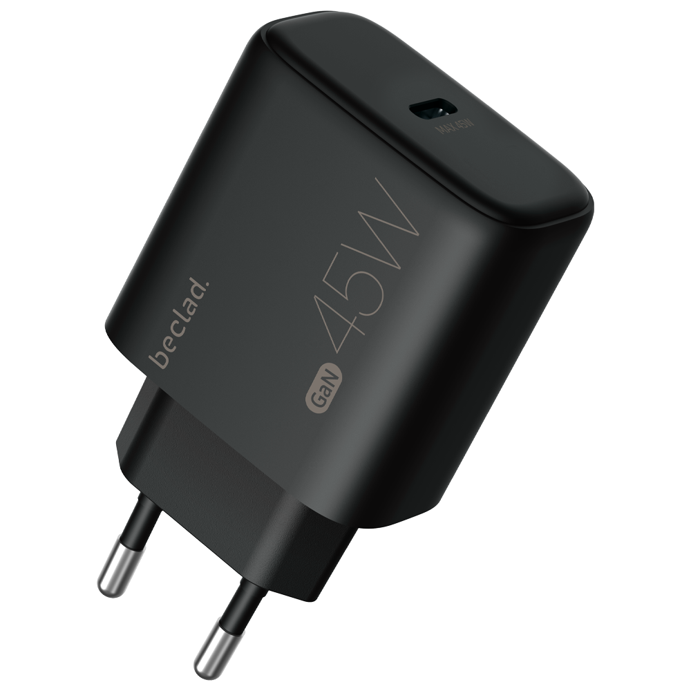 beclad. 45W Type C 1 port  Travel Adapter BLACK BE-PT645BG-GR