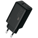 beclad. 65W 2 Port  Travel Adapter (C+A) BLACK BE-PT765BG-GR