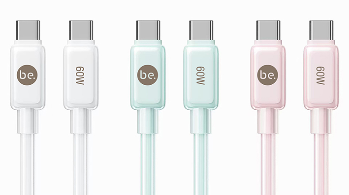 beclad. 60W C to C PVC+ Silicone Charging Cable White BE-PC360WG-GR