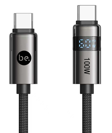 beclad. 100W C to C Cable with LED Display Black BE-PC510BG-GR