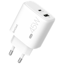 beclad. 45W 2 Port  Travel Adapter (C+A Max 20W) WHITE BE-PT745WG-GR