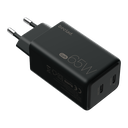 beclad. 65W Type C 2 Port Travel Adapter (C+C) BLACK BE-PT765CBG-GR