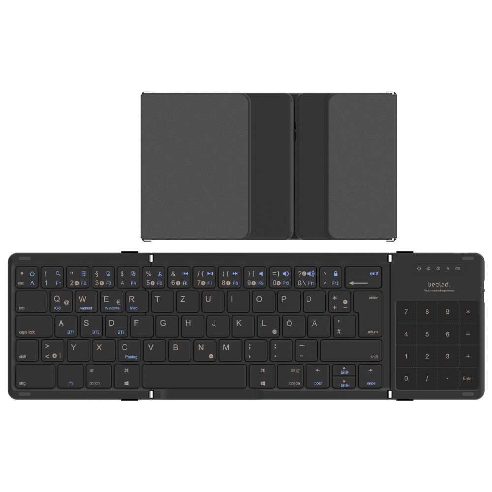 beclad. Foldable Bluetooth Keyboard with Number Pad Black BE-NK301