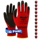 Beybi | 12 Paar Arbeitshandschuhe - Polyester, Nitril 1/2-Beschichtung