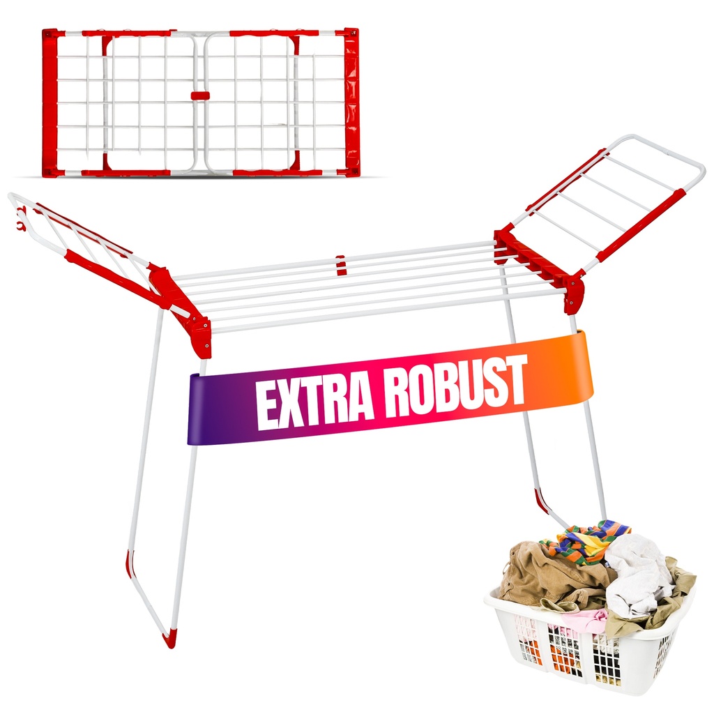 Devecioğlu Wäscheständer 20m Kapazität, Ausziehbar, Platzsparend, Kompakt