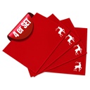 Tischsets Weihnachten, 4er Set Rot Gold Rentier-Stickerei, Abwaschbar 45x35 cm