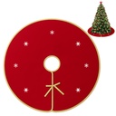 Weihnachtsbaumrock Rund Rot-Gold mit Schneeflocken-Motiv, 90 cm Weihnachtsdeko