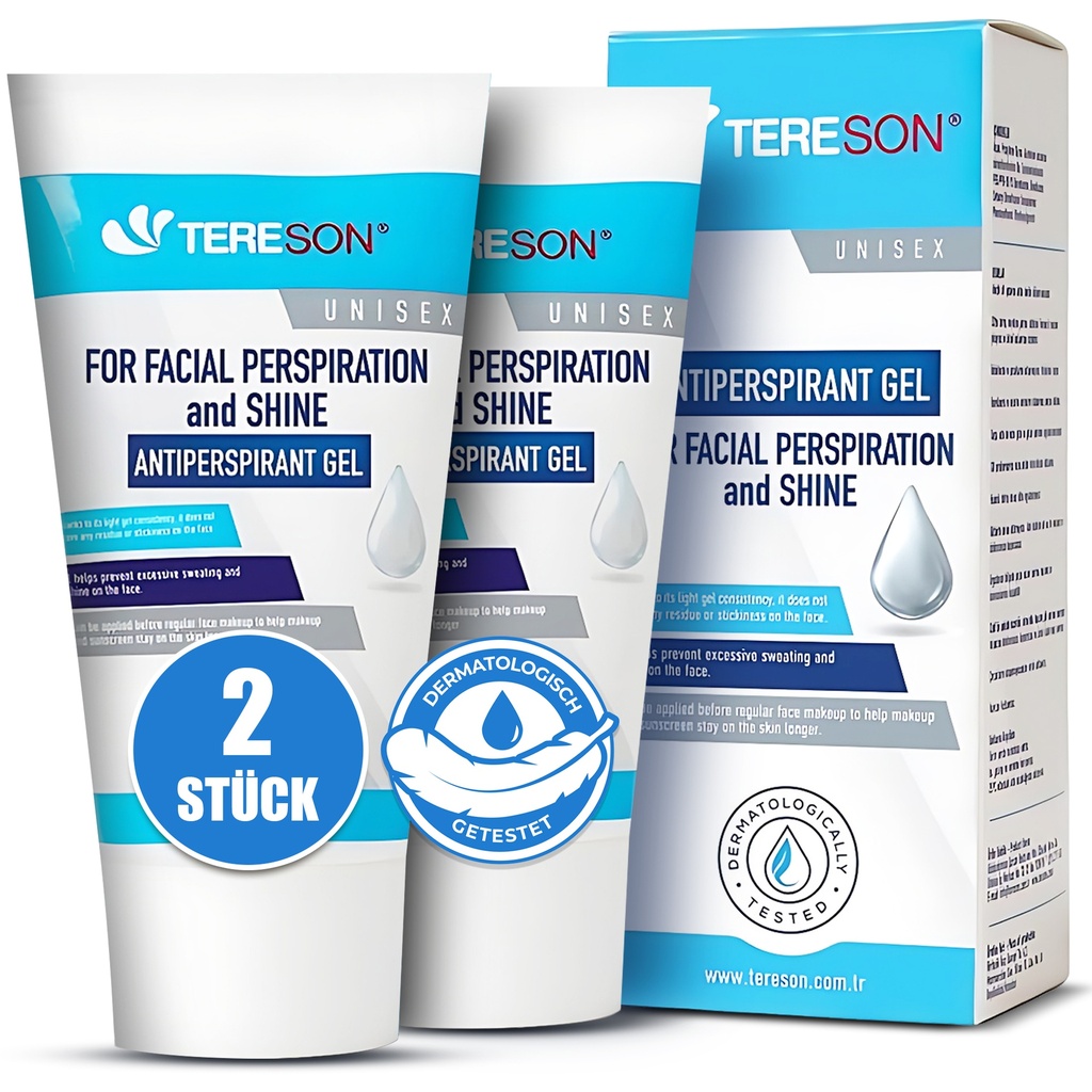 Tereson 2x Antitranspirant Gel 50 ml, Starkes Schwitzen,Bei Schwitzen im Gesicht
