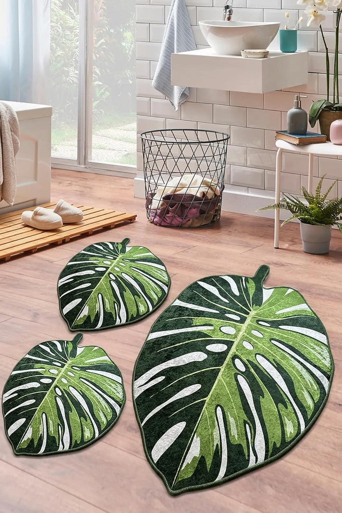 Miqna 3-tlg. rutschfeste Badteppich Set, waschbar | 60x100 | 50x60 | 50x60cm