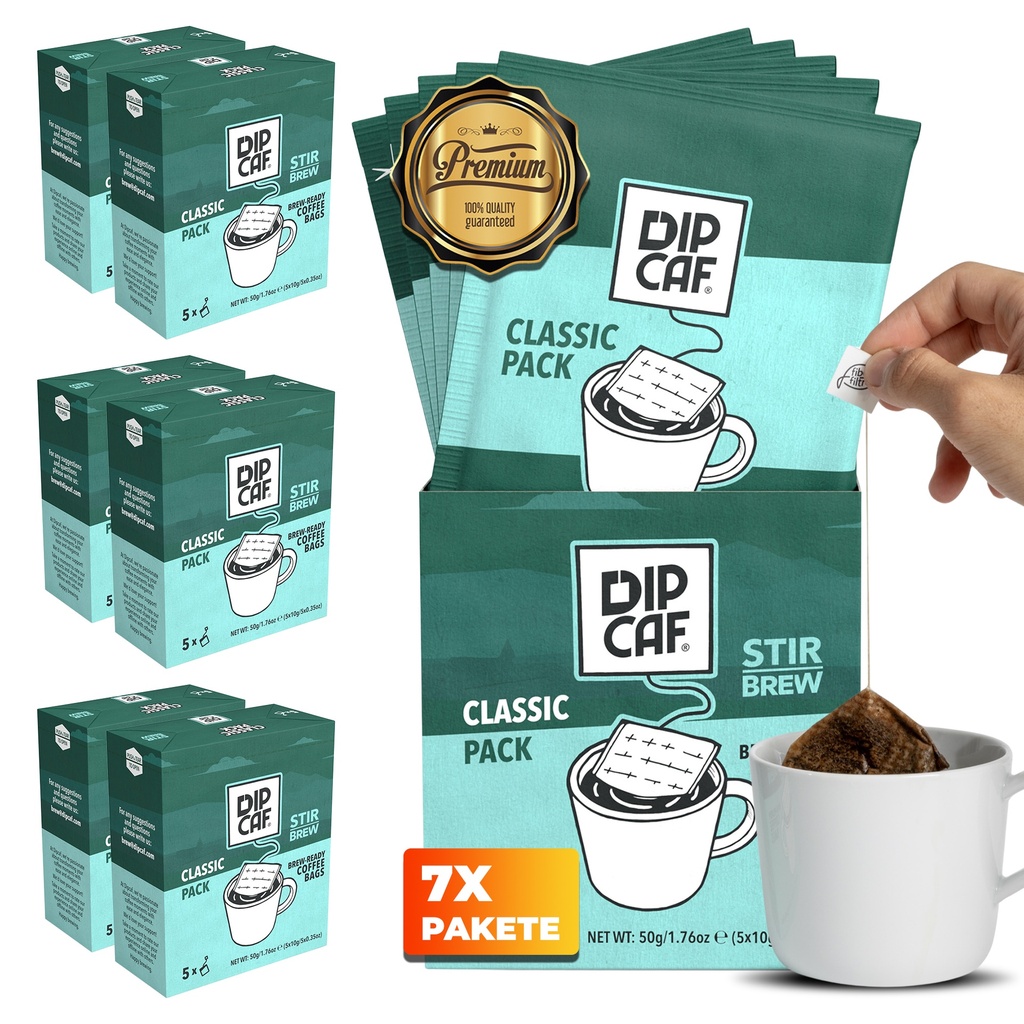 Dipcaf® Kaffeebeutel 35 Stück | Milder Filterkaffee im Beutel – 50g Geschenkset