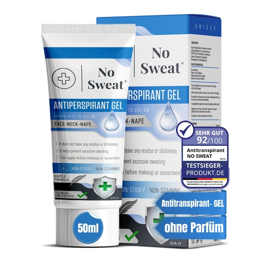 [G-892658] No Sweat Antitranspirant Gel 50ml - Stark gegen Schwitzen im Gesicht, Hals, Nacken