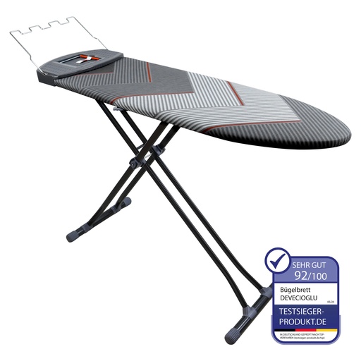 [G-693274] Bügelbrett, Bügeleisen Ablage, Bügelbrettbezug 40x140cm, Höhe 68-90cm, Grau