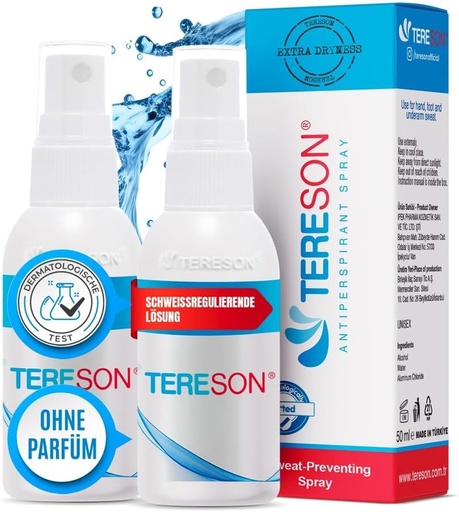 [G-411143] Tereson® 2x Anti Schweiß Spray – Starkes Antitranspirant für Hände & Füße