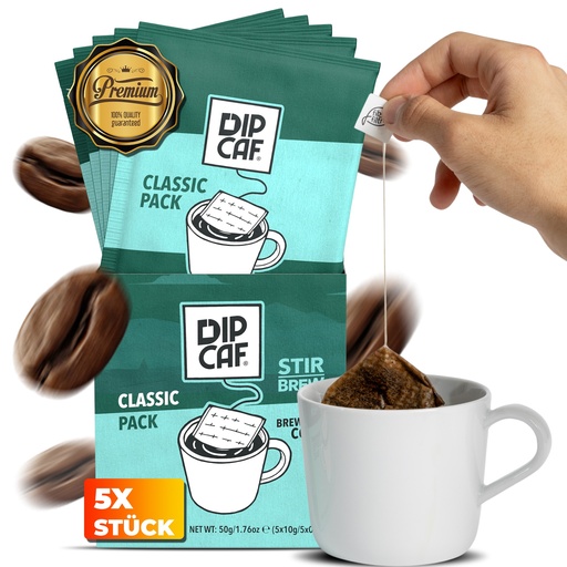 [G-526487] Dipcaf® Kaffeebeutel 5 Stück | Milder Filterkaffee im Beutel – 50g Geschenkset
