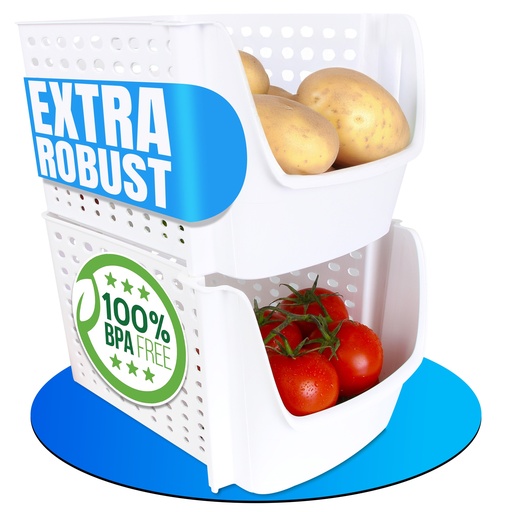 [G-528337] Decobella Gemüseboxen 2 Stück | 29x21,5x15,9 cm | Kühlschrank Aufbewahrungsboxen