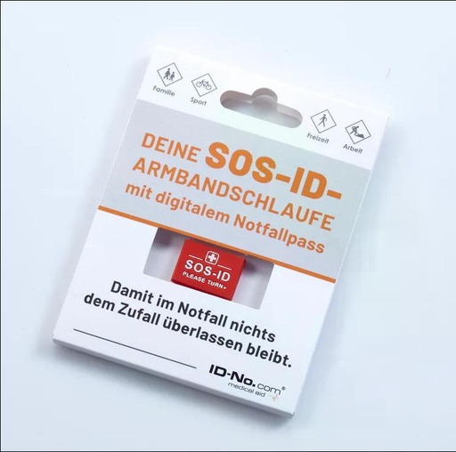 [G-375576] SOS-ID Armbandschlaufe. Innovativ und angenehm zu tragen. Rot