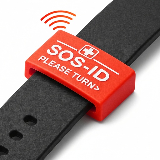 [G-375576] SOS-ID Armbandschlaufe. Innovativ und angenehm zu tragen. Rot