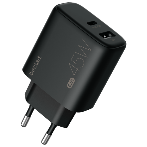 [G-565050] beclad. 45W 2 Port  Travel Adapter (C+A Max 20W) BLACK BE-PT745BG-GR