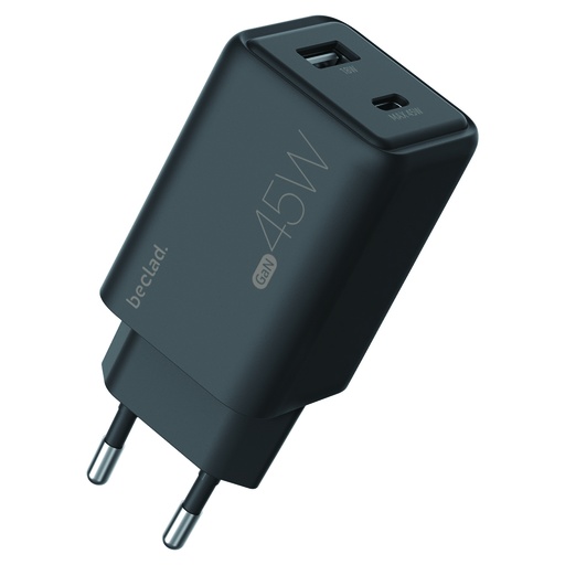 [G-585128] beclad. 45W 2 Port Travel Adapter (C+A Max 45W) BLACK BE-PT245BG-GR